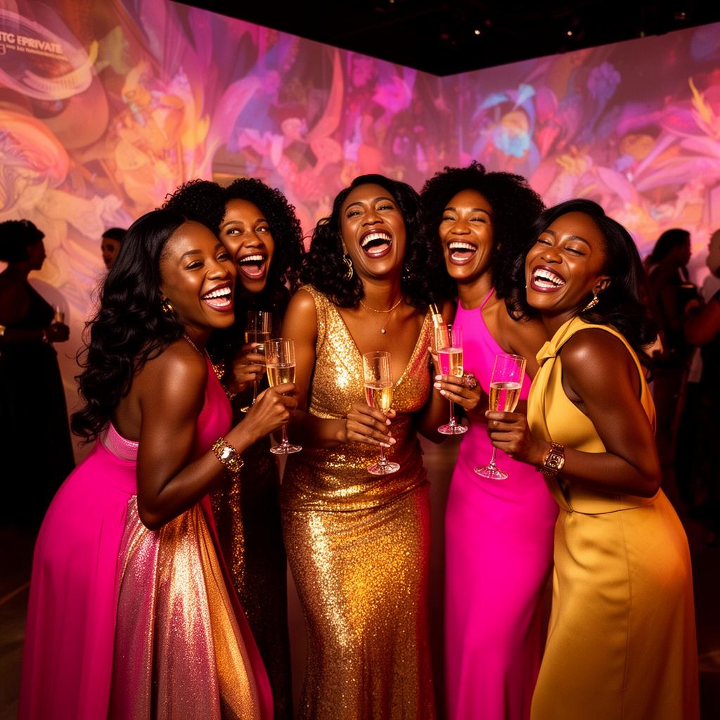 Guests celebrating together inside Museum for Black Girls in Denver